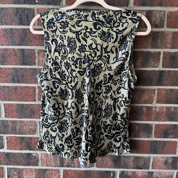 Lg Y2K VTG Silk Cowl Neck Tank Top NYC Design Co Baroque Romantic Goth Academia - Picture 5 of 5